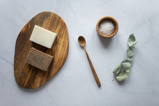 table preparing sea salt scrub